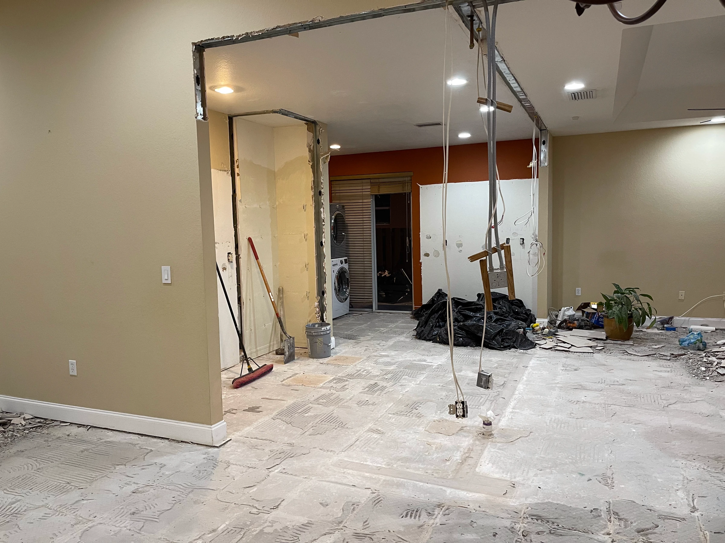 Open space after demolition, ready for the new kitchen layout